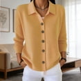 thumbnail image 2 of Womens Knit Casual Sweater Long Sleeve Button Down Open Front Soft Lightweight Cardigan Yellow XL, 2 of 5