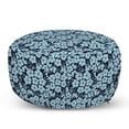 thumbnail image 1 of Floral Pouf Cover with Zipper, Close up Top View of Hydrangea Flowers Nature Elements, Soft Decorative Fabric Unstuffed Case, 30" W X 17.3" L, Night Blue Cadet Blue, by Ambesonne, 1 of 5