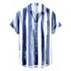 thumbnail image 1 of Camisas Para Hombre Manga Corta Camisas hawaianas de manga corta a rayas de verano para hombre con botones de ajuste regular (Blue, XL), 1 of 3