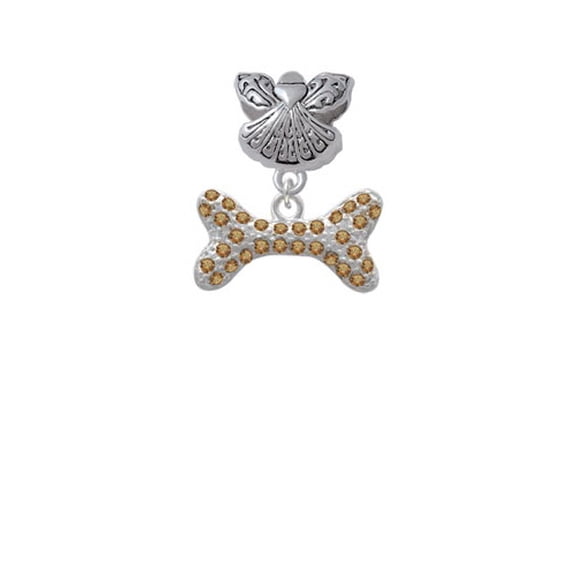 Large Brown Crystal Dog Bone - Guardian Angel Charm Bead