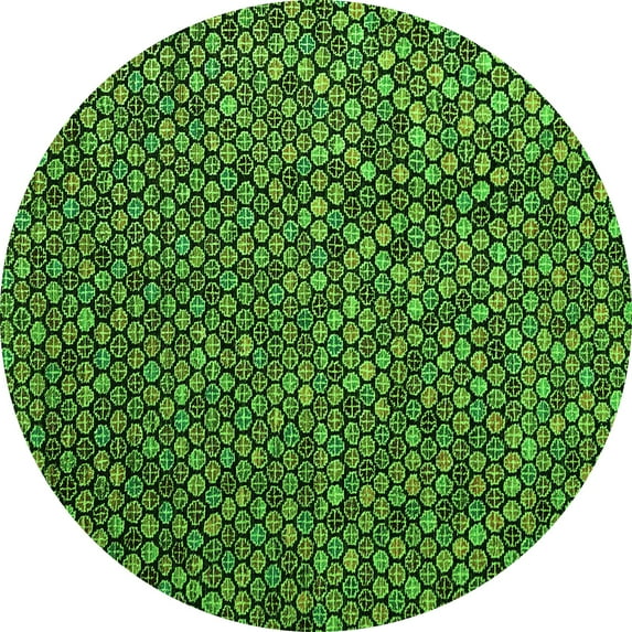 Ahgly Company Indoor Round Abstract Green Modern Area Rugs, 7' Round