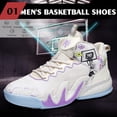 thumbnail image 2 of Novetra Unisex's Basketball Shoes Anti Slip Outdoor Fashion Training Sports Running - WHITE PURPLE3_11, 2 of 6