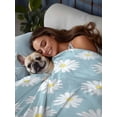thumbnail image 3 of White Teal Daisy Queen Size Flat Sheet, Wrinkleproof & Fadeproof Cooling Flat Bed Sheet Only, Spring Summer Floral Farmhouse Breathable Soft Bedding Top Sheets 90 x 102 Inches, 3 of 8