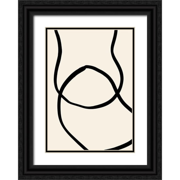 Artographie Studio 18x24 Black Ornate Wood Framed with Double Matting Museum Art Print Titled - Black Lines 04