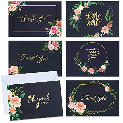 Bulk Note Card Pack of Stunning Navy and Gold Foil Designs Bridal Shower Business 48 Thank You Cards with Envelopes Baby Shower Anniversary,4 x 6 for Wedding