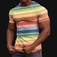 thumbnail image 5 of YueHuiYing Men's Spring/Summer Fashion Casual Loose-Fit Stretch Gym Home Wear Printed Striped T-Shirt Crew Neck Short Sleeve Top, 5 of 6