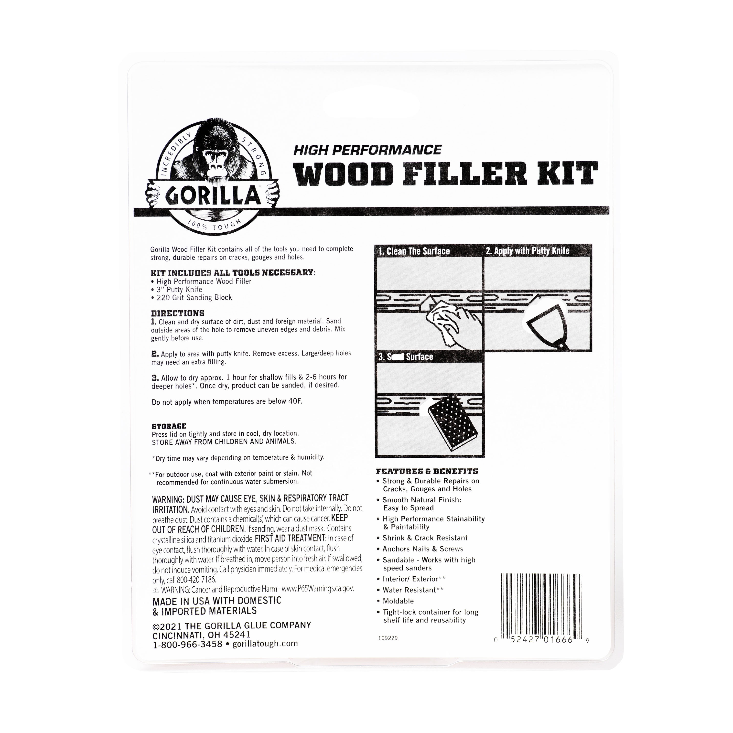 Buy Gorilla 108029 Wood Filler Kit, Natural Wood Natural Wood