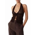 thumbnail image 2 of Haut de Maillot de Bain Crop Top Crocheté à Nouer devant Col Halter Couleur Café S, 2 of 6