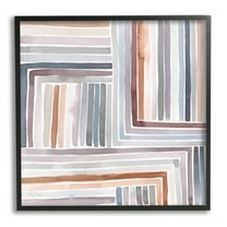Stupell Industries Structured Geometric Lines Abstract Square Shapes Painting Black Framed Art Print Wall Art, Design by Kristen Brockmon