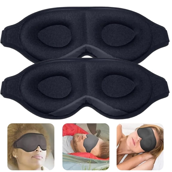 JJYY 1PC/2Pcs 3D Contoured Sleep Aid Eye Mask – Soft and Comfortable Light-Blocking Eye Cover for Travel, Naps, Meditation, and Nighttime Use, Adjustable Strap for Men and Women
