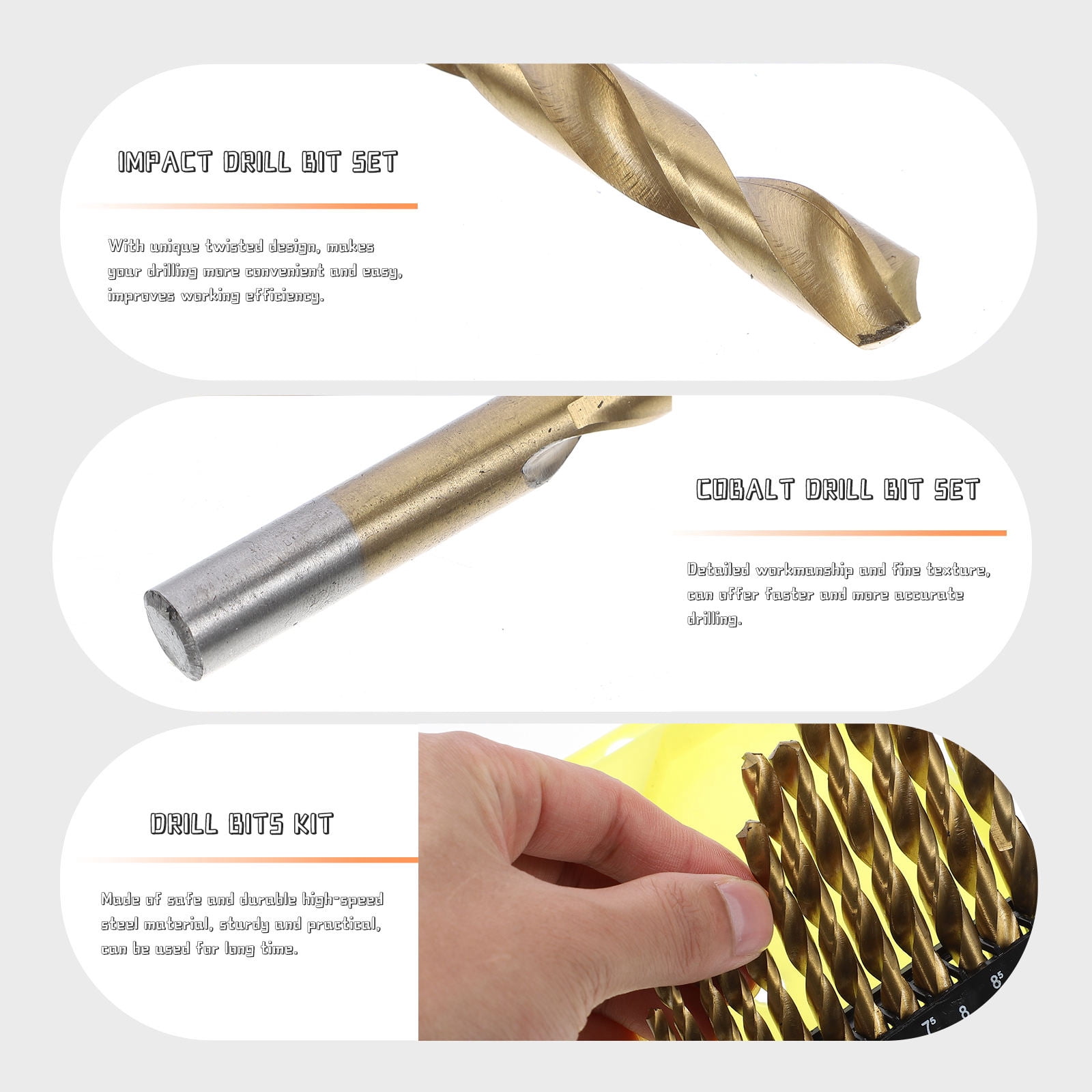 YOSADIER Cobalt Steel Drill Bits Durable and Efficient for Home DIY 19Pcs