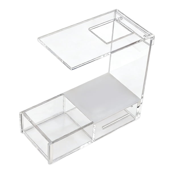 Porta tarjetas de acrílico, soporte transparente para tarjetas coleccionables, para teléfono con bandeja para tarjetas