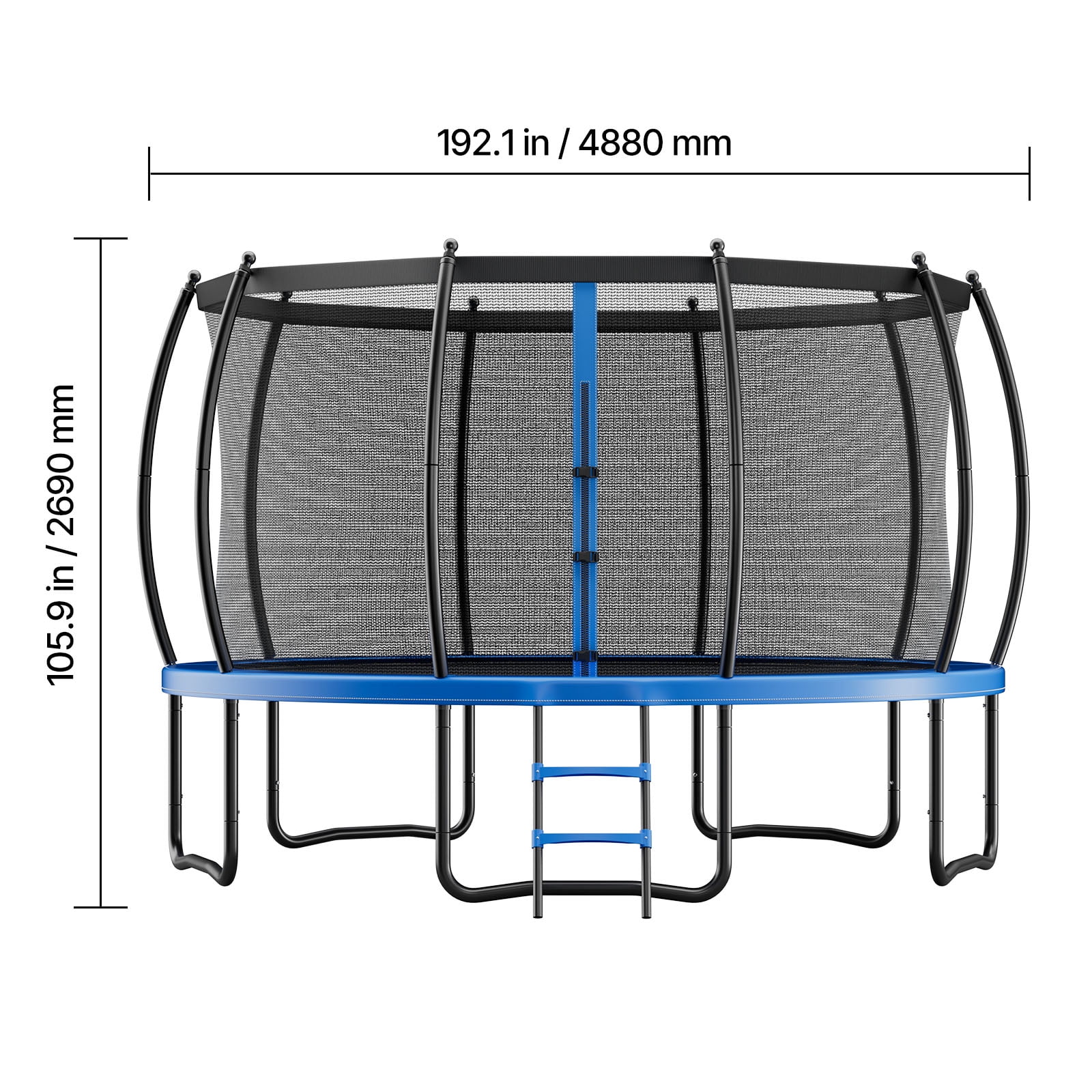 KFFKFF 16FT Outdoor Recreational Trampoline with Safety Enclosure Net, Durable Padding, ASTM Certified, Supports Up to 475 lbs, Rust-Resistant Design for Backyard Fun