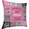 thumbnail image 2 of Mom Throw Pillow Cover from Daughter and Son, Mother''s Birthday Gift, Best Mom Ever Pillowcase 18"x18", 2 of 6