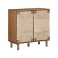 thumbnail image 6 of Nathan James Beacon Boho Accent Cabinet with Doors, Free Standing Kitchen Cabinet Storage with Adjustable Interior Shelf and Seagrass Accent, Dark Brown, 6 of 6