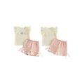 thumbnail image 2 of BemeyourBBs Toddler Baby Girl Spring Summer Clothes 2 Pieces Outfits 3D Flower Decor Fly Sleeve Crew Neck Tops Elastic Waist Shorts 2Pcs Clothes Set, 2 of 9