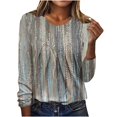 thumbnail image 2 of ICHUANYI Liquidación Moda Mujer Impreso Camiseta Suelta Manga Larga Blusa Cuello Redondo Casual Tops ICHUANYI WER202308173560, 2 of 5
