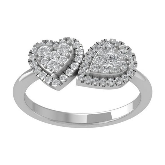 ARAIYA FINE JEWELRY Sterling Silver Round Cluster Diamond Heart Ring (1/2 cttw, I-J Color, I2-I3 Clarity), Size 6.5