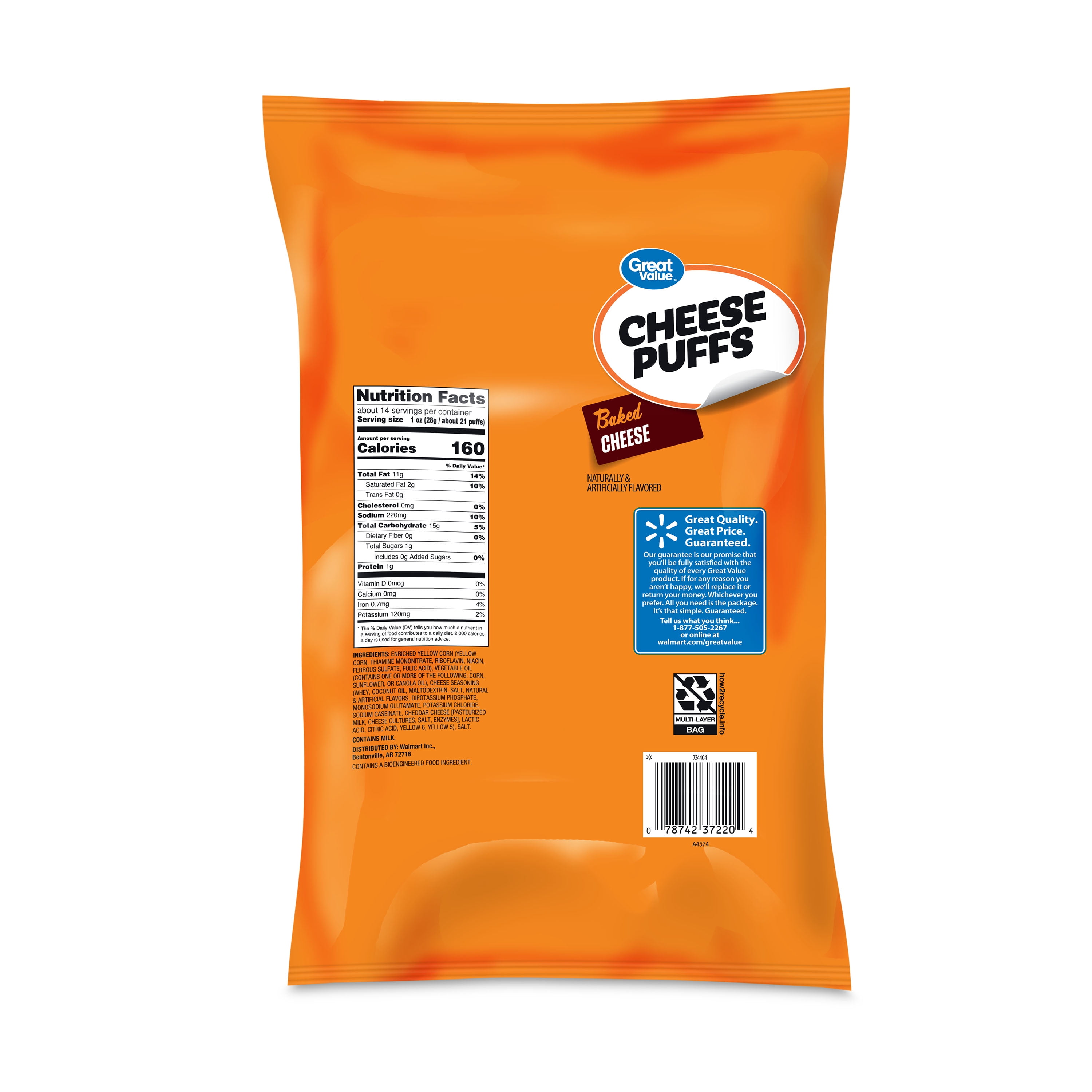 Great Value Cheese Puffs, 13.5 oz