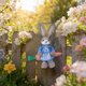thumbnail image 4 of CaiYueKe Wooden Rabbit Ornament Handmade Forest Style Hanging Decor Home Wall Art Rustic Farmhouse Easter Spring Decoration Gift for Garden Patio Shelf Tabletop Display, 4 of 8