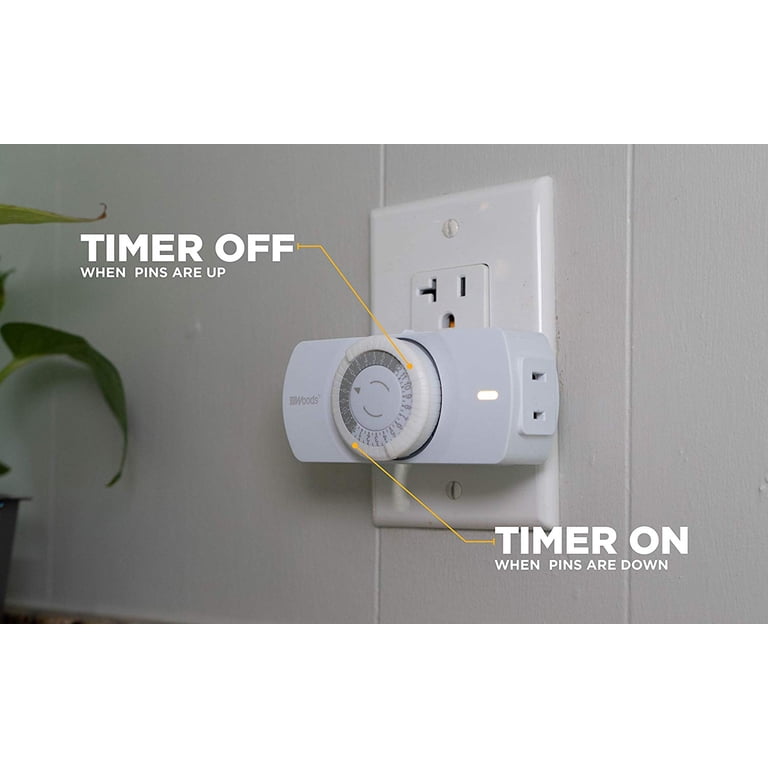 Woods Narrow Indoor 24-Hour Mechanical Timer, White photo 8