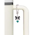 thumbnail image 3 of Delight Jewelry Silvertone Mini Two Sided Teal Heart - Silvertone Black Bow Charm Accessory for Tumblers and Thermal Cups, 3 of 4