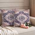 thumbnail image 2 of Orange Blue Boho Outdoor Waterproof Pillow Covers, Ethnic Geometric Southwest Decorative Square Throw Pillowcase Sofa Cushion Sham for Patio/Couch/Chair, 26"x26" 2 Pack, 2 of 8