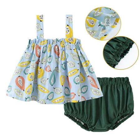 

CHGBMOK Clearance Toddler Girls Clothes Set Colorful Sleeveless Shirt Short Pants Summer Outfit