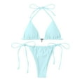 thumbnail image 2 of Friday Clearance！HWRETIE Women Swimsuit,Bikini Set for Women 2 PCS Swimsuits High Waisted Straps Back Hook Backless /Light Blue 8(L), 2 of 9