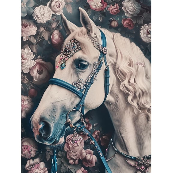 Stamped Embroidery Kit Flowers and horses Cross Stich Sewing Patterns For Beginners 16x20in