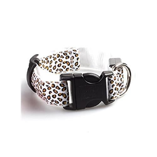 Collier Lumineux pour Chien en Nylon Réglable à Led Léopard, Sécurité Nocturne