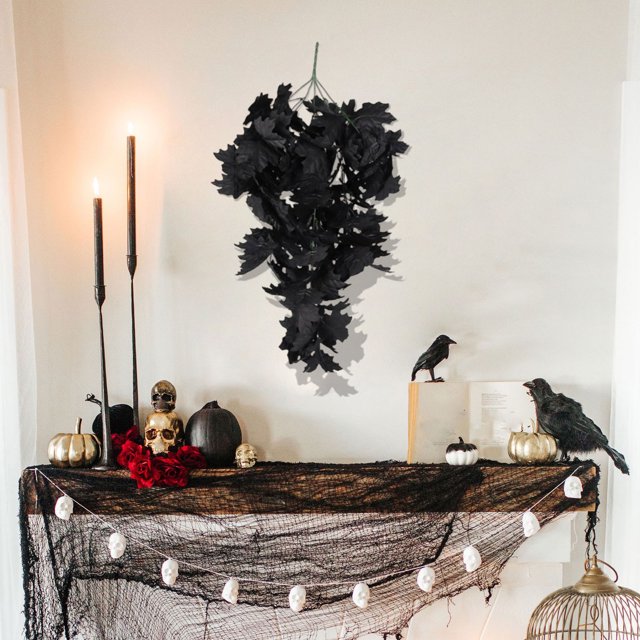 Colgante artificial de hoja de arce negra 75cm | Guirnalda de hojas de arce sintética | Halloween, Festival de la Cosecha, Decoración de Fiestas | Enredadera de plástico realista | Exhibición de