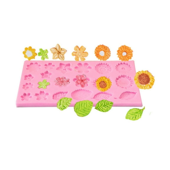 Zeiwohndc Rose Flower Leaves-Candy Fondant Molds Sunflower-Shape Baking Silicone Molds