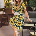 thumbnail image 3 of Balery Sunflowers Vestidos sueltos de manga corta para mujer, vestidos de verano 2025, vestidos casuales de corte A con vuelo., 3 of 6