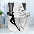 thumbnail image 4 of Teen Room Soft Flannel Fleece Throw Blanket, Dancing Masculine Fashion Woman by Eiffel Tower and Words Print, Cozy Plush for Indoor and Outdoor Use, 70" x 90", Black White, by Ambesonne, 4 of 5
