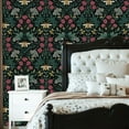 thumbnail image 2 of Vintage Peel and Stick Wallpaper 23.6in x 9.8ft Dark Floral Bee Pink White Flowers Green Leaves Vinyl Self-Adhesive Contact Paper Removable Wall Paper for Bedroom Bathroom Renter Friendly, 2 of 8
