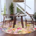 thumbnail image 3 of Round Rugs 6Ft, Spring Floral Round Area Rug Washable Indoor Throw Carpet, Elegant Watercolor Botanical Summer Flower Soft Non Slip Circle Rug for Office Cabinet Home Decor Aesthetic, 3 of 8