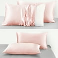thumbnail image 4 of Flxxie Satin Pillowcases with Hidden Zipper for Hair and Skin, Breathable Cooling Pillow Cases, Pink, King 20"X36", 2 Pack, 4 of 6