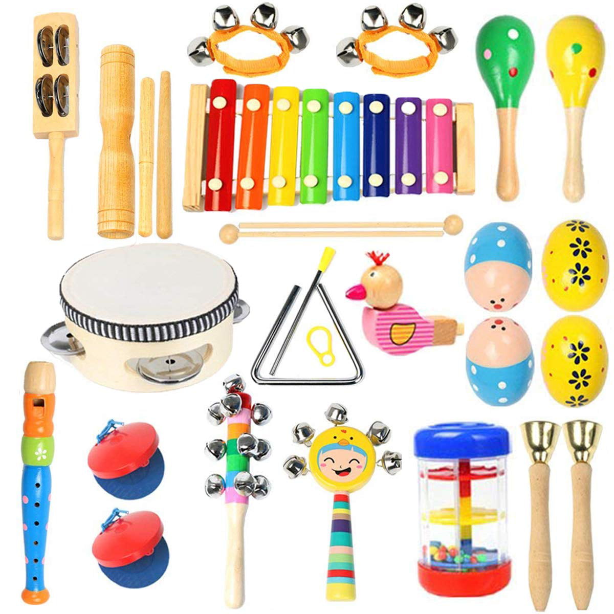 Musical Instruments Kid Toy Kit Wood Percussion Rhythm Toys for Toddler with Bag 