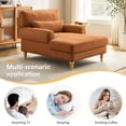 thumbnail image 4 of Condemo Modern Linen Fabric Indoor Chaise Lounge Chair for Bedroom, Living Room, Office, Orange-red, 4 of 7