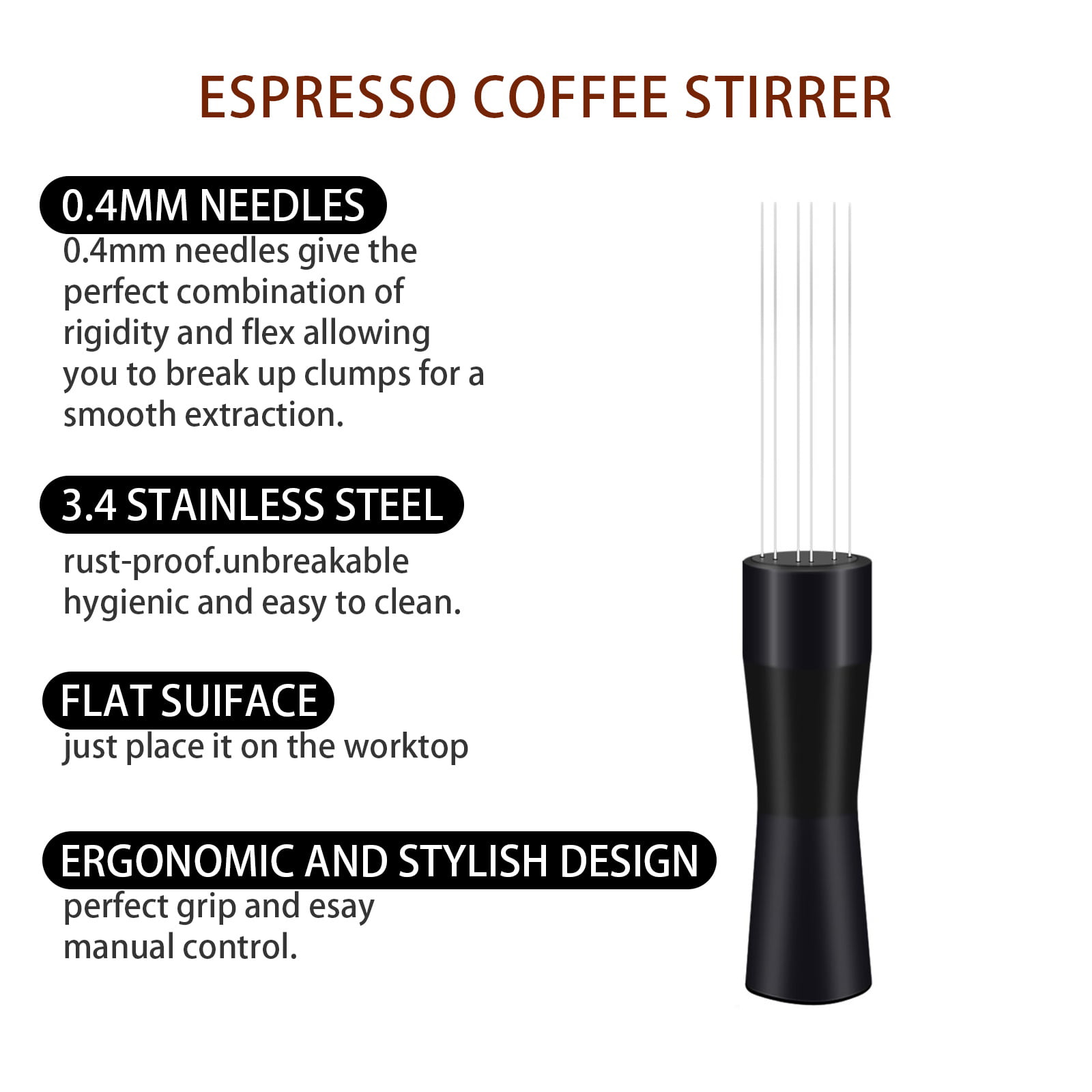 SHOWERORO Coffee Diffuser Manual Hand Mixer Coffee Hand Stirrer Espresso  Tamper Coffee Needle Stirrer Espresso Coffee Espresso Espresso Stirrer