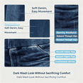 thumbnail image 6 of QIUOMBBP Wide Leg Jeans Woman Stretchy High Waisted Pull On Jean Pants Baggy Straight Leg Casual Denim Trousers with Pockets Dark Blue M, 6 of 11