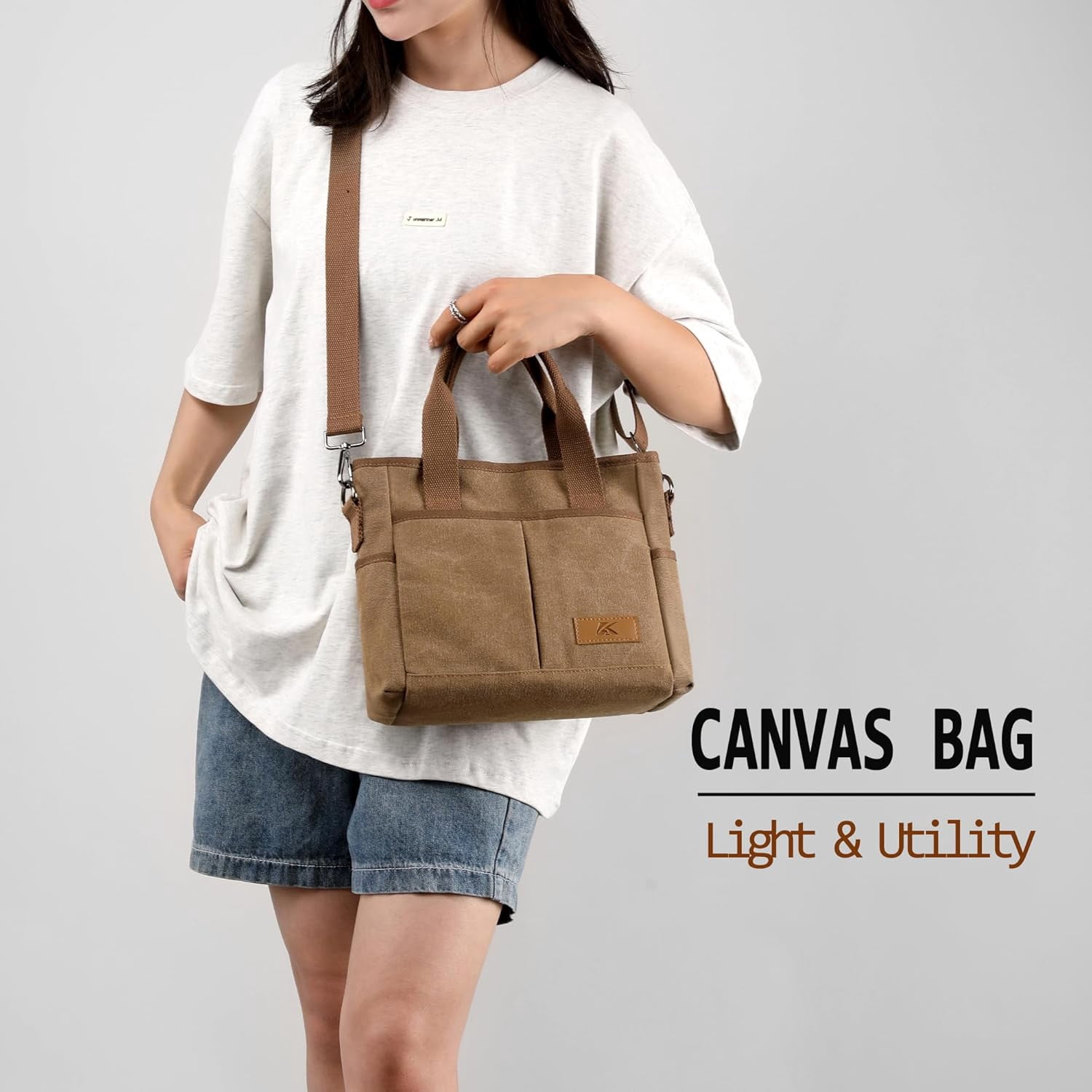 Crossbody Bags for Women Trendy Canvas Hobo Tote Top-handle Hand Bag Multi-pocket Casual Going Out Purse Satchel