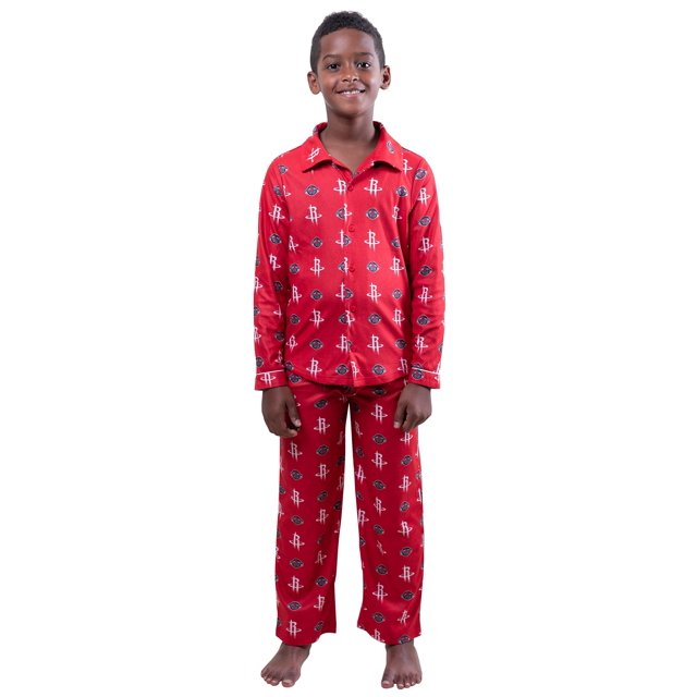Ultra Game Nba - Pijama oficial para jóvenes de 2 piezas, súper suave, con botones, Houston Rockets, tallas 7