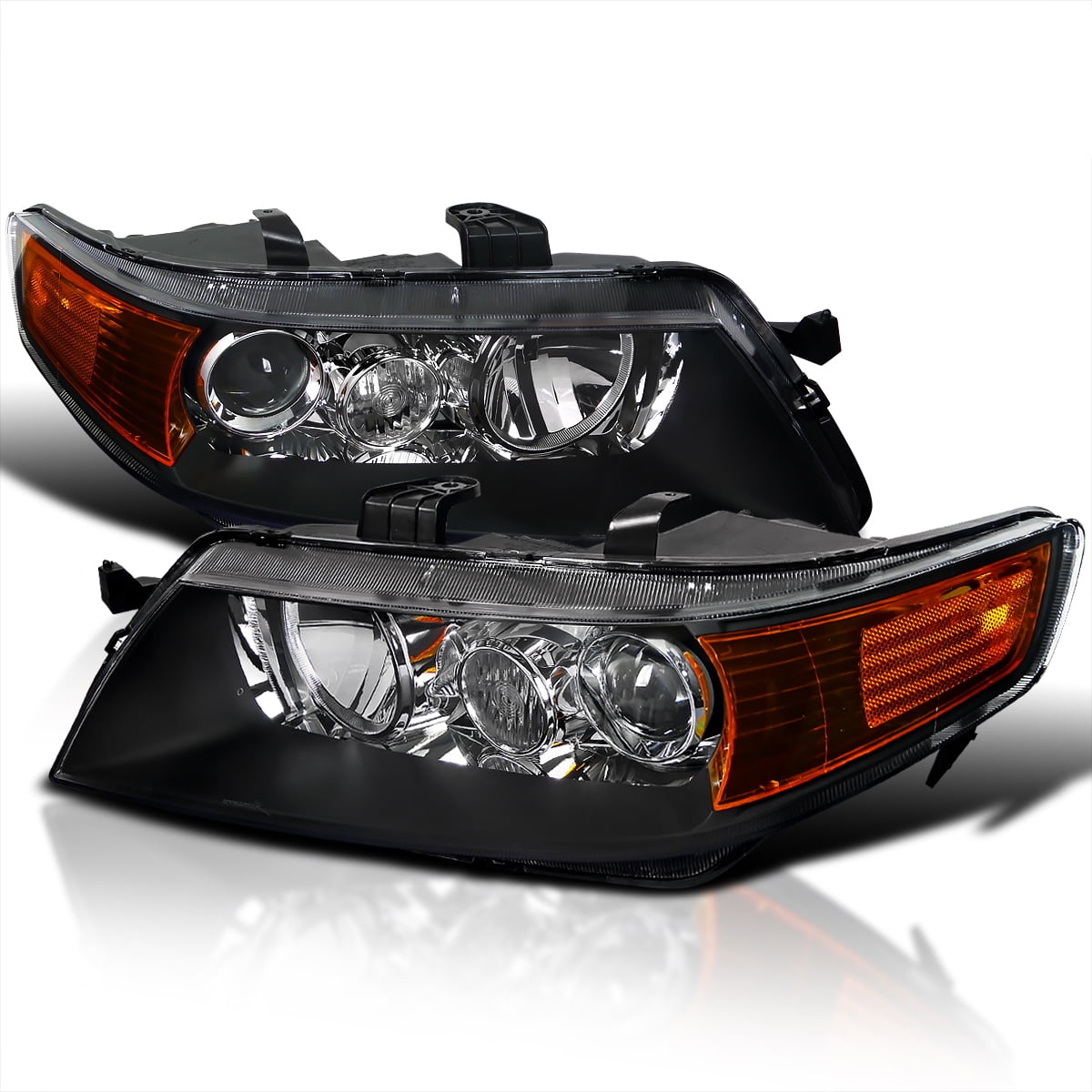 Pair Set HID Headlights Headlamps w/Black Housing Replacement for Acura TSX 33151SECA12 33101SECA12 