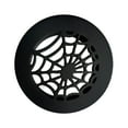 thumbnail image 1 of Spooky Gothic Round Vent cover 6" Duct Opening (Overall 7-1/2") Spider Web Design Solid Cast Aluminum Register | Powder Coated BLACK with Detachable Steel Metal Louver-Without Holes for Floor, 1 of 11