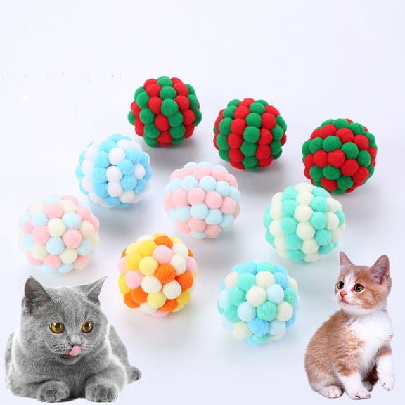 SPRING PARK Cat Chew Rat Balls with Bells 10Pcs for Kitten Puppy Stress Relief Addictive Interactive Gift