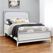 HomeRoots 564727 White Wood & Faux Crystal Bling Lighted King Size Bed Frame