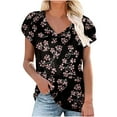 thumbnail image 1 of Puntoco moda mujer Casual pétalo manga manga corta cuello en V impreso tops blusa Puntoco Puntoco-5141, 1 of 4