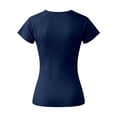 thumbnail image 5 of Gaexia Women's Summer Short Sleeve Yoga Fitness Top Slim Fit Athletic Running Training Workout T Shirt Breathable Wicking Stretchy Lightweight Casual Activewear For Gym (BU2,S), 5 of 6